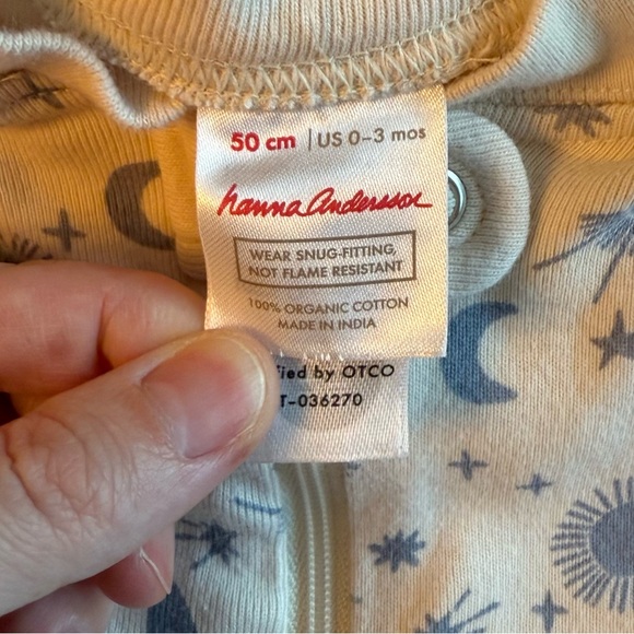 Hanna Andersson Pajamas Sleeper Moon and Stars Celestial Light Blue White 0-3m - Picture 3 of 7